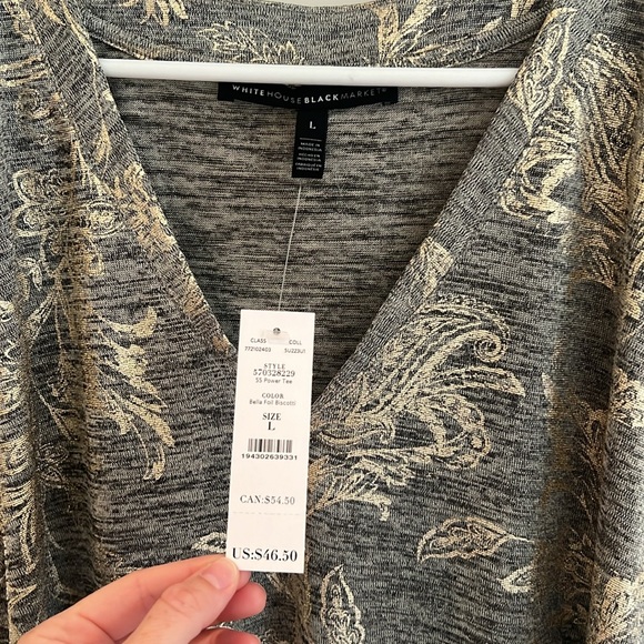 White House Black Market Gold Foil Printed Tee - Picture 2 of 4